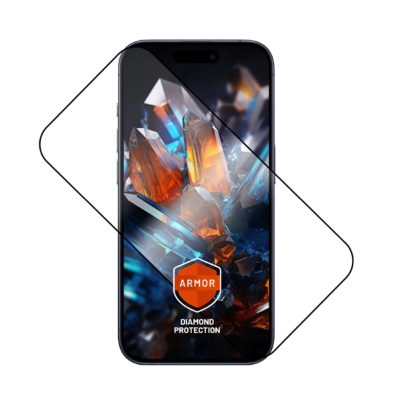 Fixed Screen protector, Apple, iPhone 17 Pro, Tempered glass, Black, Armor with Anti-dust applicator and AR layer