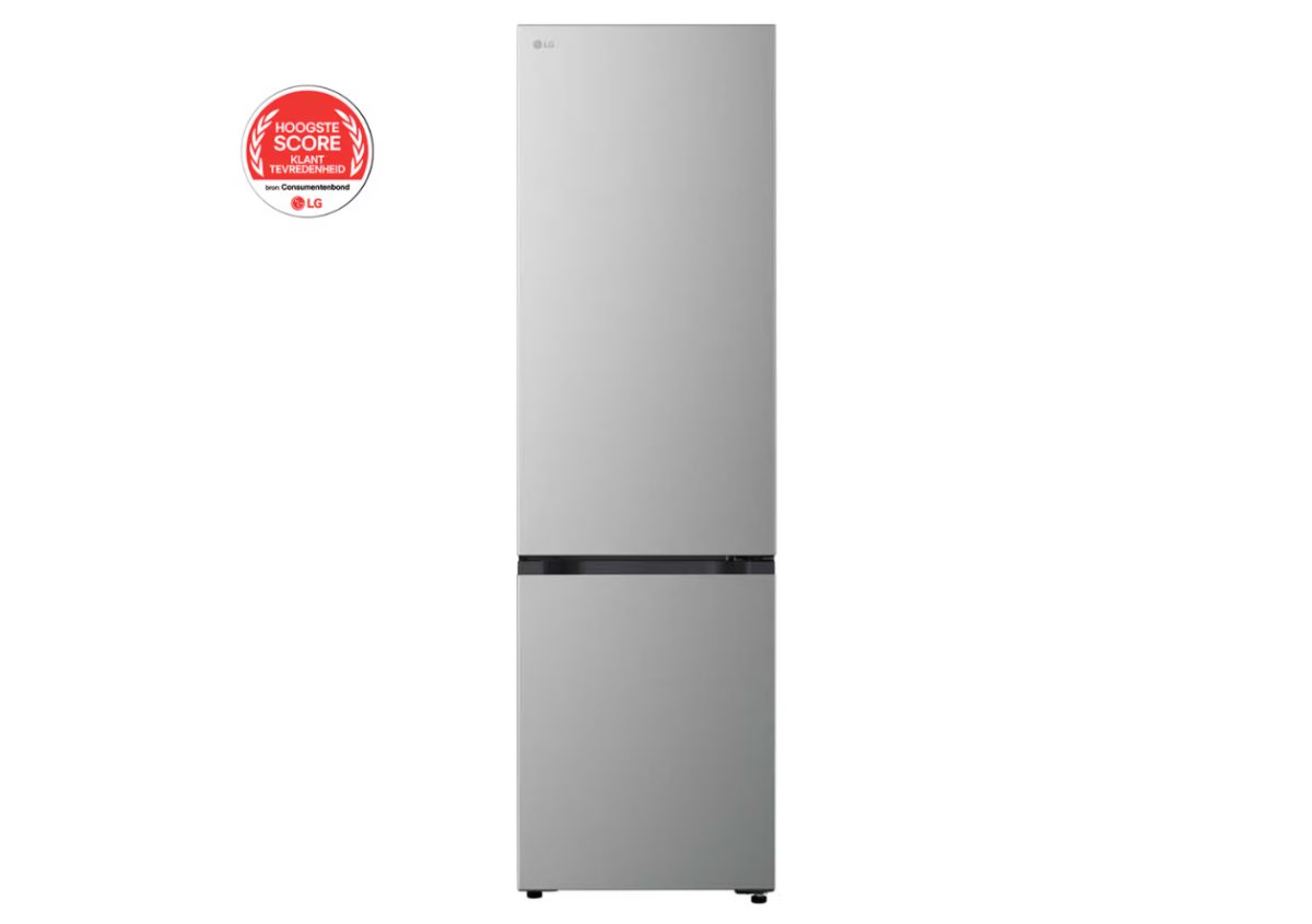 LG Refrigerator, GBBSJ1CCPY, Energy efficiency class C, Free standing, Combi, Height 186 cm, Fridge net capacity 220 L, Freezer net capacity 113 L, Display, 34 dB, Prime Silver