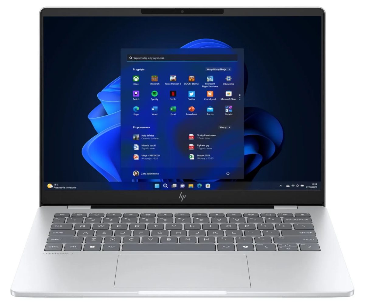 OmniBook, 7 AI 14, Silver, 14 ", OLED, WUXGA, Intel Core Ultra 5, 225U, 16 GB, Solid-state drive capacity 512 GB, Intel Graphics, Windows 11 Pro, Keyboard language English, Warranty 24 month(s)