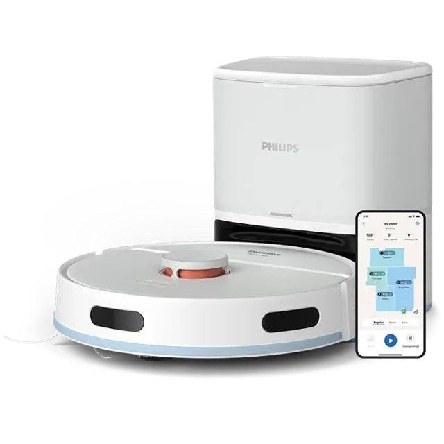 PHILIPS HomeRun 2000. sērijas Putekļsūcējs robots ar mazgāšanas funkciju, balts