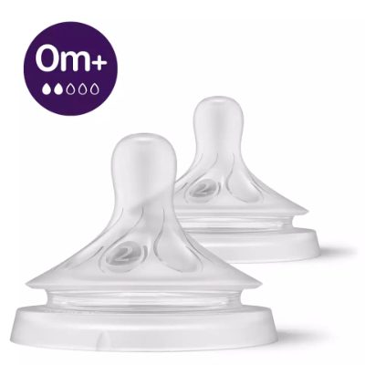 Philips Avent Natural  Response  barošanas pudeļu silikona knupīši, lēna plūsma, 0M+ (2 gab)