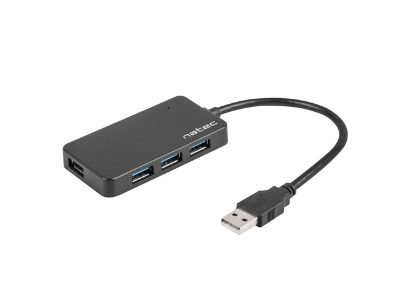 4 Port Hub With USB 3.0, Moth NHU-1342, Black, 0.15 m