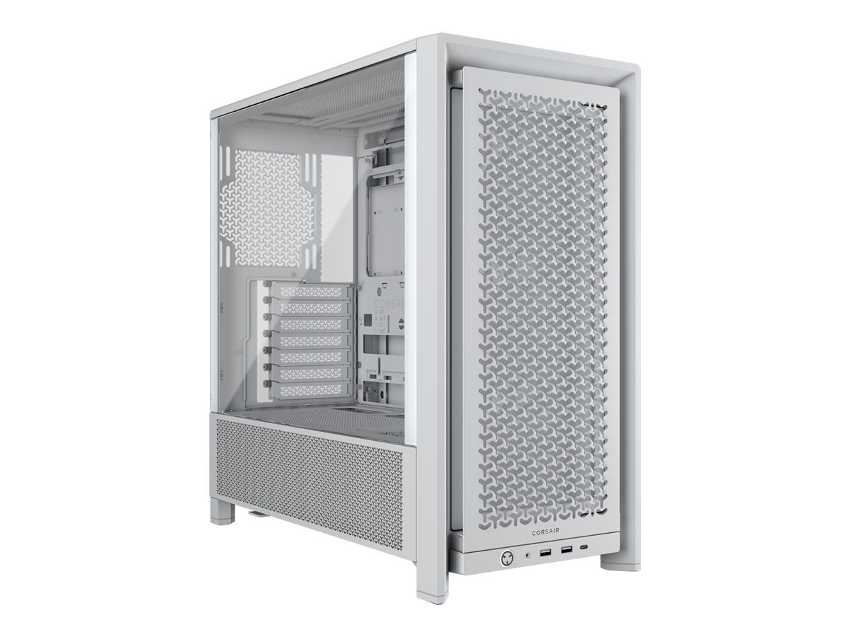 Corsair PC Case, Frame 4000D RS Modular, White, Mid-Tower