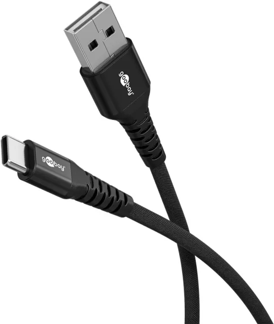 Goobay | USB-C to USB-A Supersoft Textile Cable with Metal Plugs | 74526 | USB-C to USB-A
