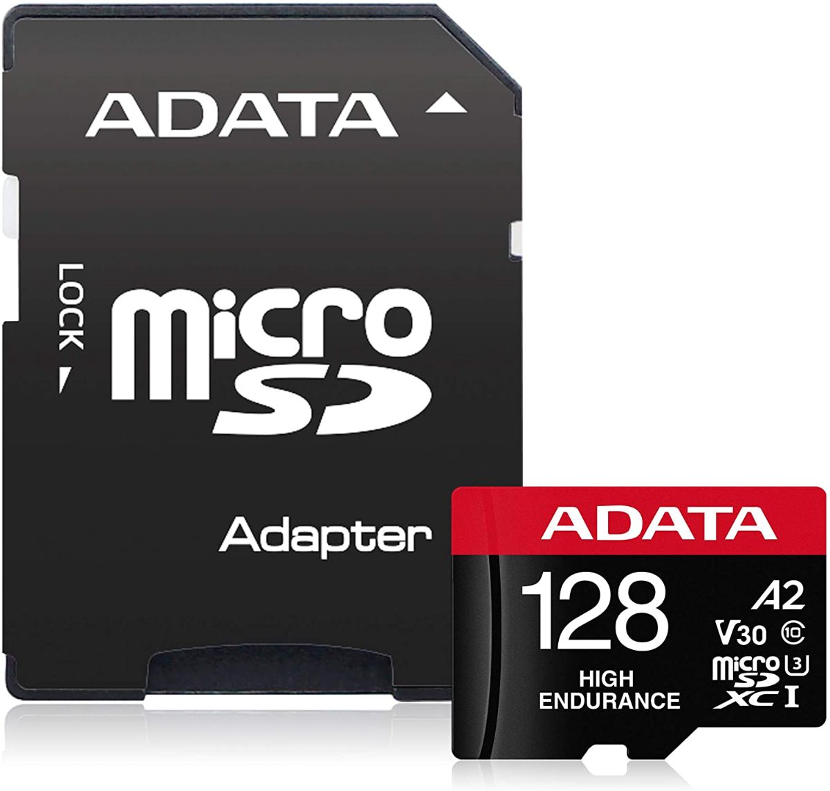 AUSDX128GUI3V30SHA2-RA1 Memory Card, 128 GB, MicroSDXC, Flash memory class 10, Adapter