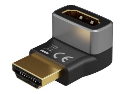 Goobay HDMI Angled Adapter 90° Vertical, 8K at 60 Hz, Gold-Plated, Black/Silver, 72009