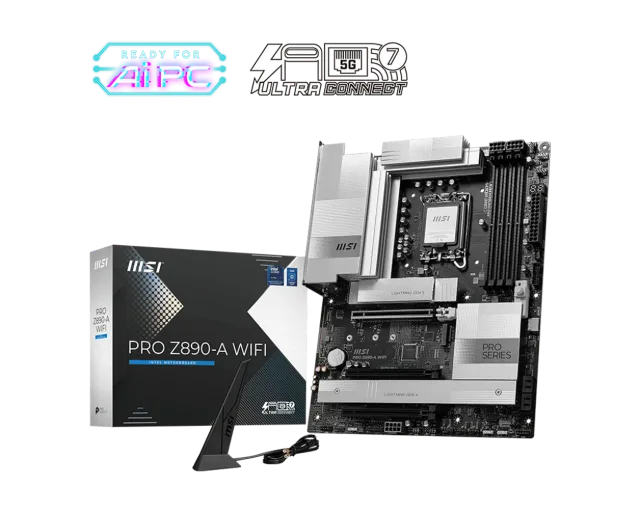 MSI PRO Z890-A WIFI | Processor family Intel | Processor socket LGA1851 | DDR5 UDIMM | Supported hard disk drive interfaces SATA, M.2 | Number of SATA connectors 4