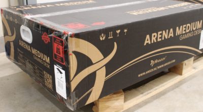 Arozzi Gaming Desk, Arena Medium, Pure Black, DAMAGED PACKAGING AND LAMINATE. SCRATCHED PARTS AND TABLE TOP., 24 month(s)