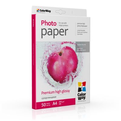 ColorWay Photo Paper, 50 sheets, Premium High Glossy, 255 g/m², A4