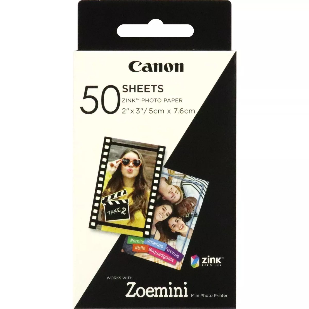 50 sheets, ZP-2030, Photo Paper, White, 5 x 7.6 cm
