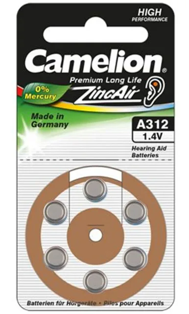Camelion | A312/DA312/ZL312 | Zinc air cells | 6 pc(s)