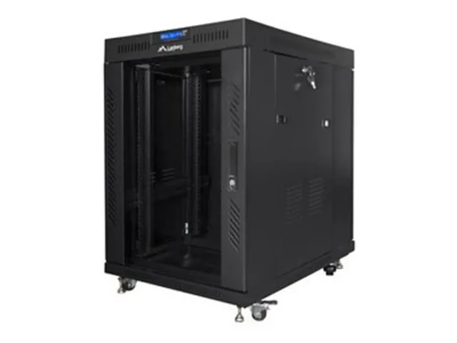 Lanberg | Rack cabinet 19" free-standing 15U/800x1000 (flat pack) with glass door, LCD | FF01-8015-12BL | Black