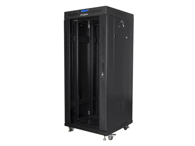 Lanberg | Rack cabinet 19" free-standing 27U/600x600 (flat pack) with glass door lCD V2 | FF01-6627-12BL | Black