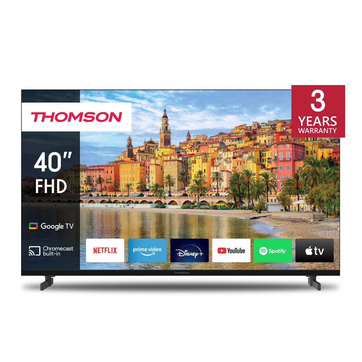 TV Set, THOMSON, 40", Smart/FHD, 1920x1080, Wireless LAN, Bluetooth, Google TV, Black, 40FG2S14
