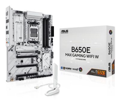 Asus B650E MAX GAMING WIFI W, Processor family AMD, Processor socket AM5, DDR5, Supported hard disk drive interfaces SATA, M.2, Number of SATA connectors 4