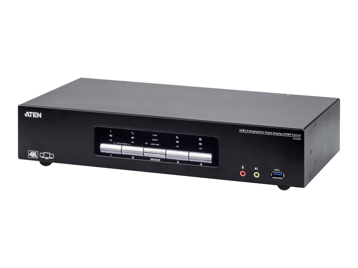 4-Port USB3.0 4K DisplayPort Triple Display KVMP Switch, CS1964