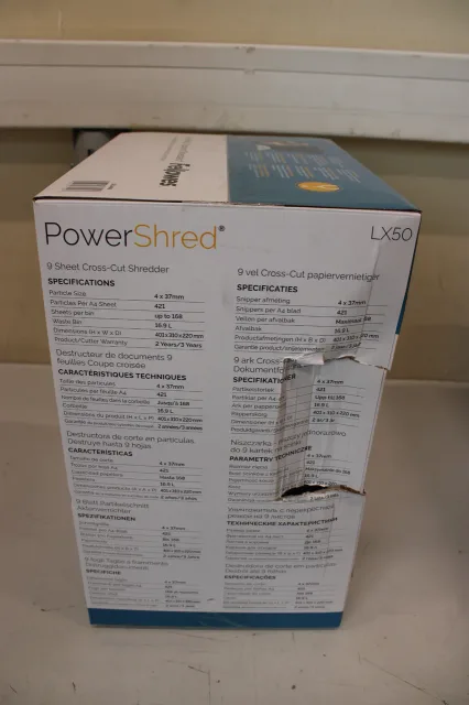 SALE OUT. Powershred | LX50 | Black | 17 L | Credit cards shredding | DAMAGED PACKAGING | Paper handling standard/output 9 sheets per pass | Cross-Cut Shredder | Warranty 24 month(s)