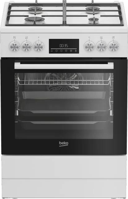 BEKO Cooker | FBM62330GWDTN | Hob type Gas | Oven type Electric | White | Width 60 cm | Grilling | LED | Depth 60 cm | 72 L
