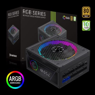 Gamemax PSU, RGB 750G, 750 W, Gold, Full Modular