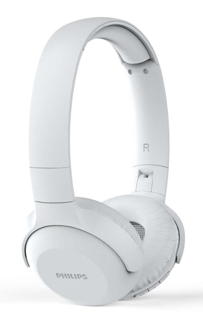 PHILIPS UpBeat bezvadu austiņas ar galvas stīpu un mikrofonu, baltas
