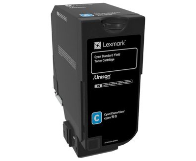 Lexmark CS72x Cyan Standard Yield Toner Cartridge, Lexmark 74C0S20, CS720 Cyan Standard Yield Toner Cartridge, Cartridge, Cyan