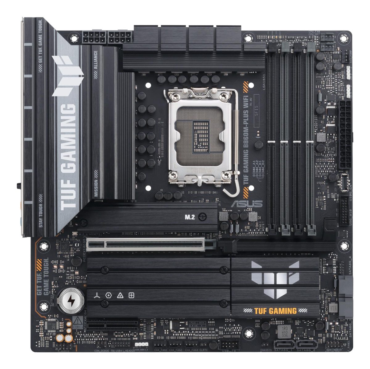 Mainboard, ASUS, Intel B860 Express, LGA1851, Micro-ATX, Memory DDR5, Memory slots 4, 1xPCI-Express 4.0 4x, 1xPCI-Express 5.0 16x, 3xM.2, 1xHDMI, 1xDisplayPort, 1xUSB 2.0, 4xUSB 3.0, 2xUSB 3.2, 1xUSB-C, 1xOptical S/PDIF, 1xRJ45, 5xAudio port, GAMINGB860M-PLUSWIFI