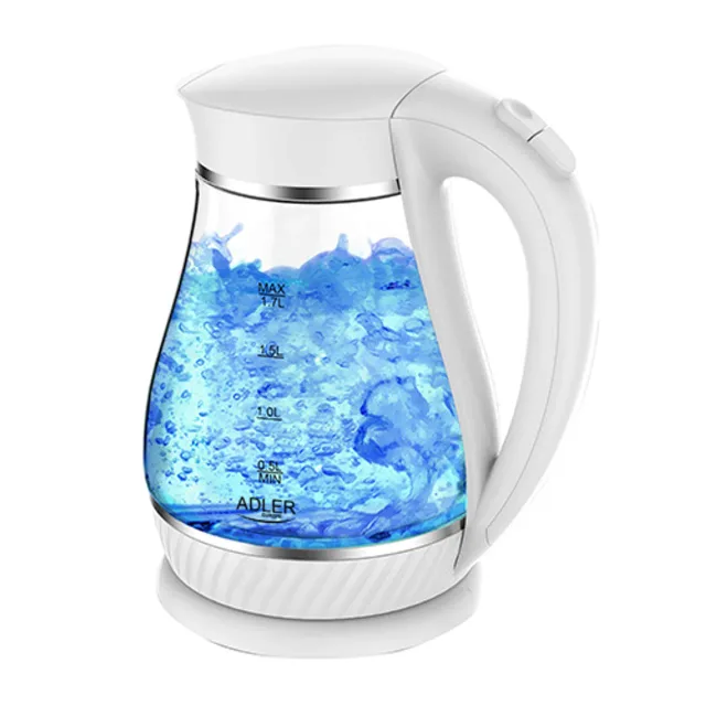 Adler | Kettle | AD 1274 | Electric | 2200 W | 1.7 L | Polypropylene/Glass | 360° rotational base | White