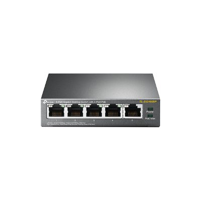 Switch, TL-SG1005P, Unmanaged, Desktop, Gigabit Ethernet (copper) ports quantity 5, Power over Ethernet (PoE) ports quantity 4, Power supply type External, 36 month(s)