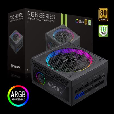 Gamemax PSU, RGB 1050G, 1050 W, Gold, Full Modular
