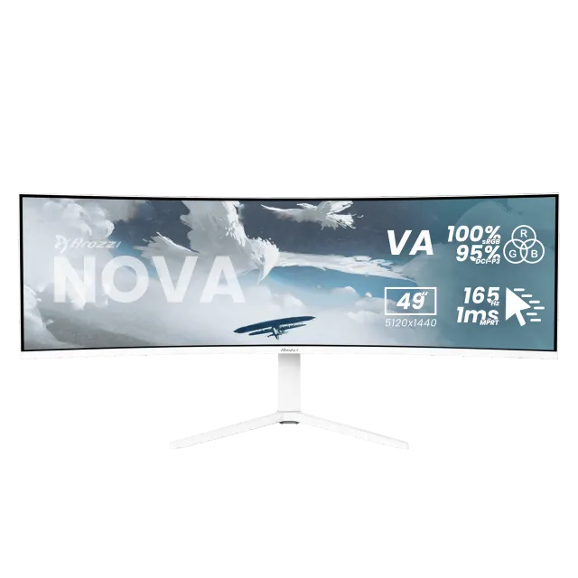 Arozzi Nova | 49 " | VA | 32:9 | 165 Hz | 4 ms | 5120 x 1440 pixels | 350 cd/m² | HDMI ports quantity 2 | White