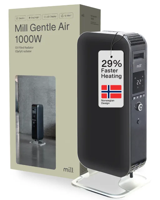 Mill | Heater | AB-H1000DN | Oil Filled Radiator | 1000 W | Number of power levels 3 | Suitable for rooms up to 12-16 m² | Black