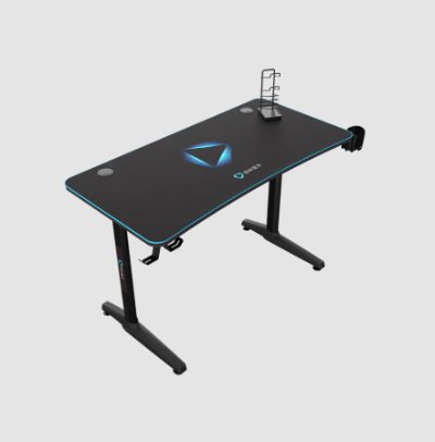 Gaming Desk w/Cup holder, headset hook, Gamepad holder, Full coverage mouse pad, GD1200H, Black
