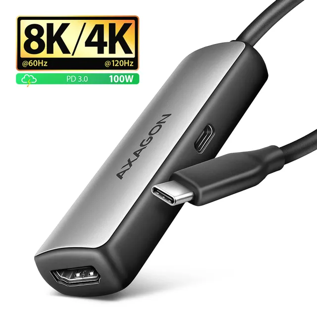 AXAGON Active converter RVC-HI8KPD, 100 W | USB Type-C to HDMI