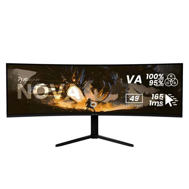 Arozzi Nova | 49 " | VA | 32:9 | 165 Hz | 4 ms | 5120 x 1440 pixels | 350 cd/m² | HDMI ports quantity 2 | Black