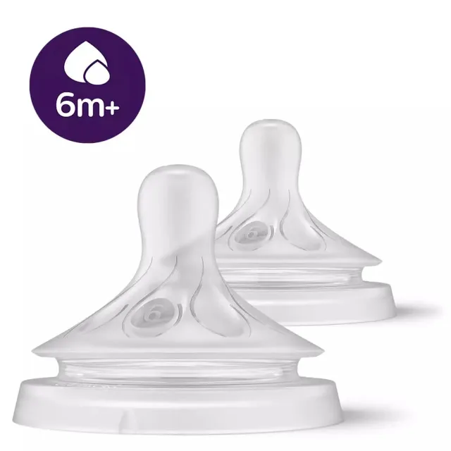 Philips Avent Natural Response barošanas pudeļu silikona knupīši, biezai barībai 6M+ (2 gab)