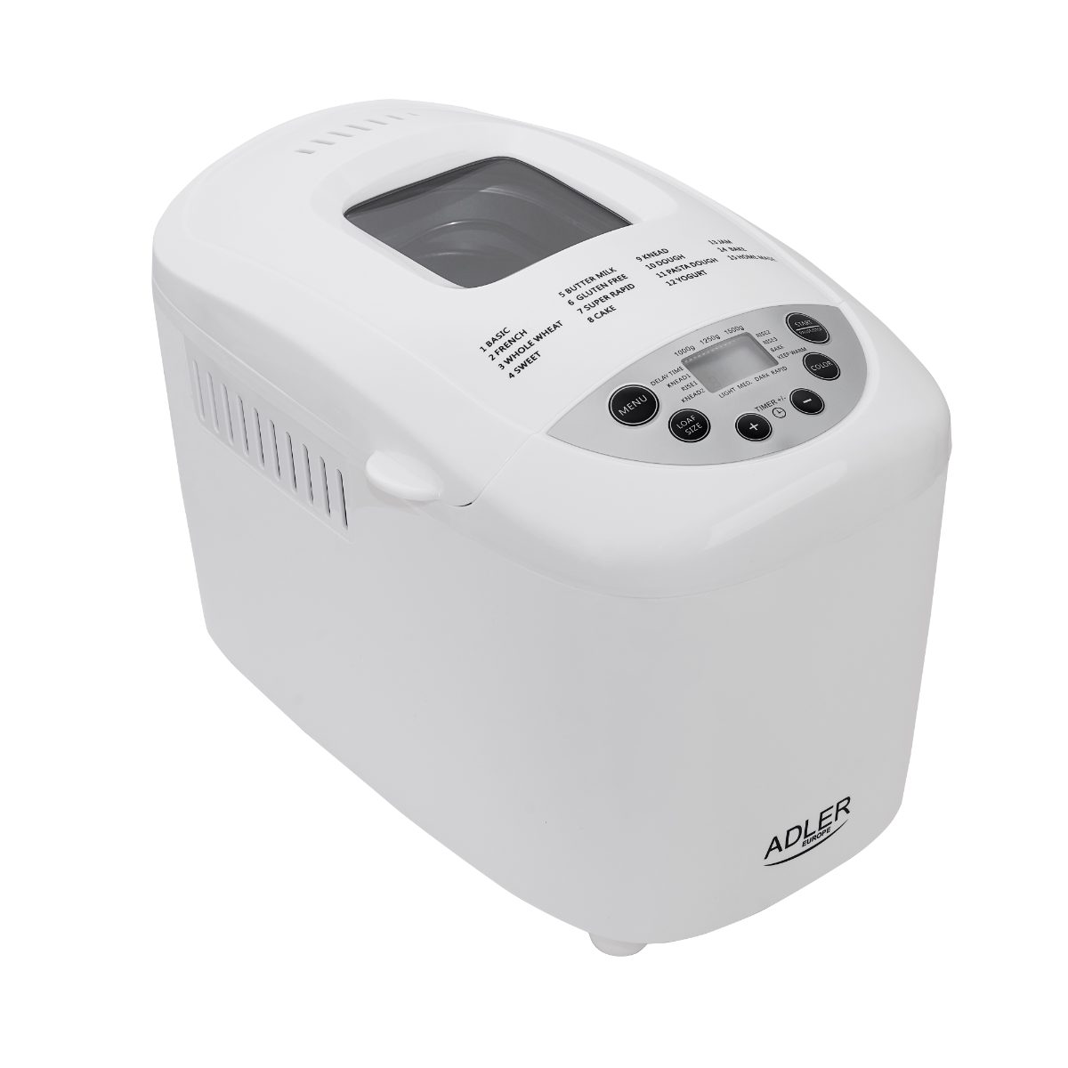 Bread maker, AD 6019, Power 850 W, Number of programs 15, Display LCD, White