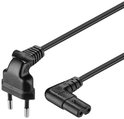 97350, Euro connection cord, both ends angled, Black Euro male (Type C CEE 7/16), Device socket C7