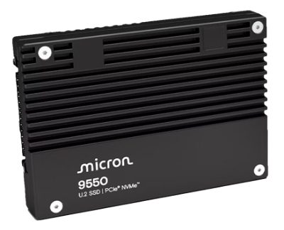 SSD, MICRON, SSD series 9550 PRO, 7.68TB, PCIe Gen5, NVMe, NAND flash technology 3D TLC, Write speed 10000 MBytes/sec, Read speed 14000 MBytes/sec, Form Factor U.2, MTFDLAL7T6THA-1BK1DABYYR