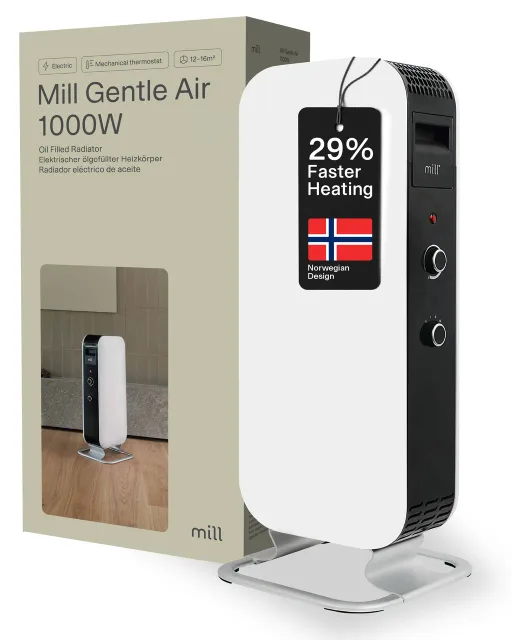 Mill | Heater | AB-H1000MEC | Oil Filled Radiator | 1000 W | Number of power levels 3 | Suitable for rooms up to 12-16 m² | White