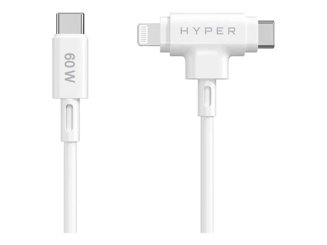 Hyper | HyperJuice Silicone USB-C to USB-C and Lightning Hybrid 60W Cable