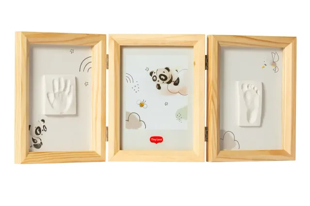 Tiny Love Double Frame komplekts mazuļa pēdiņu/rociņu nospieduma izveidošanai, koka