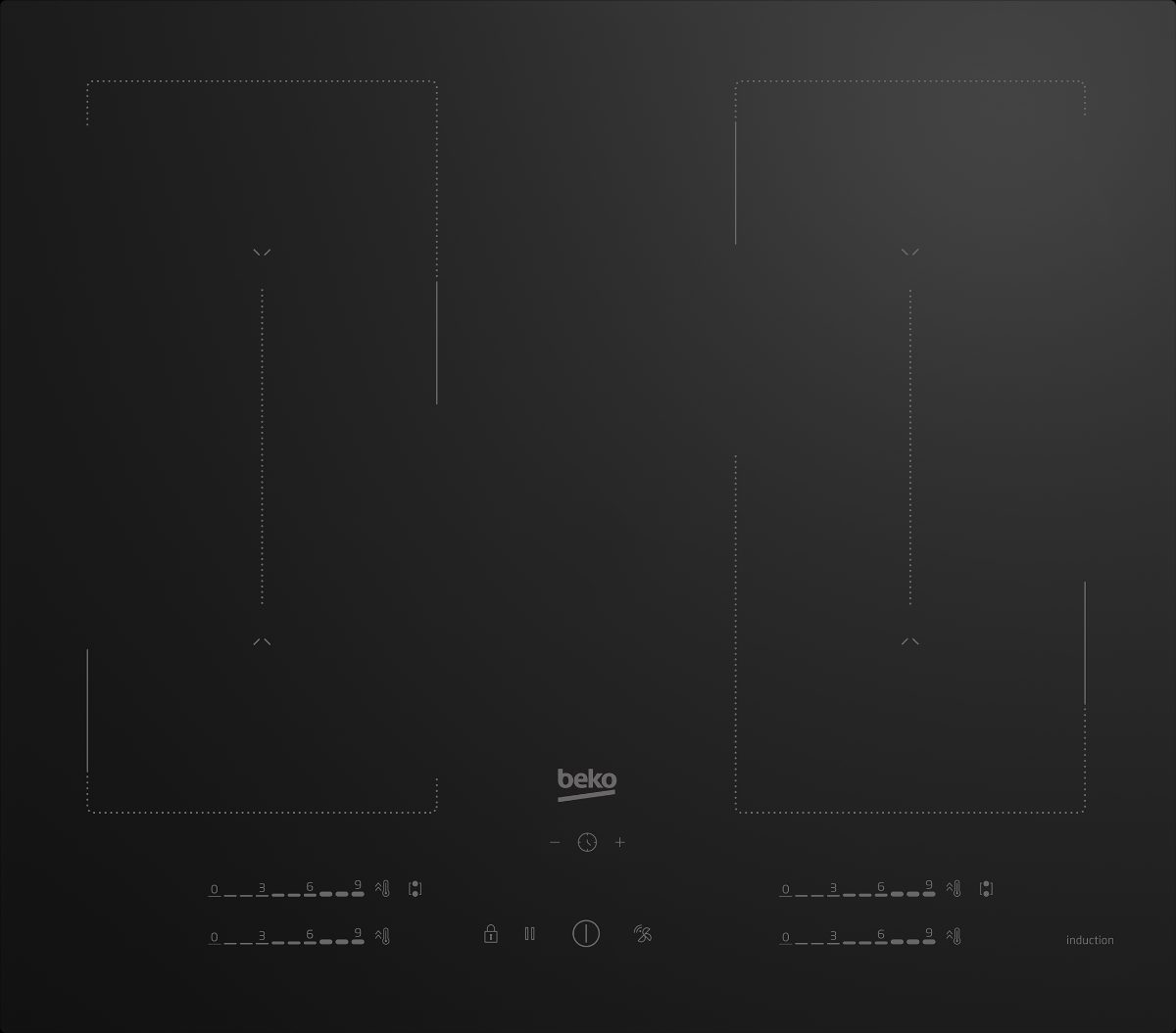 BEKO Hob, HII64720QUF2T, Induction, Number of burners/cooking zones 4, Touch, Timer, Black