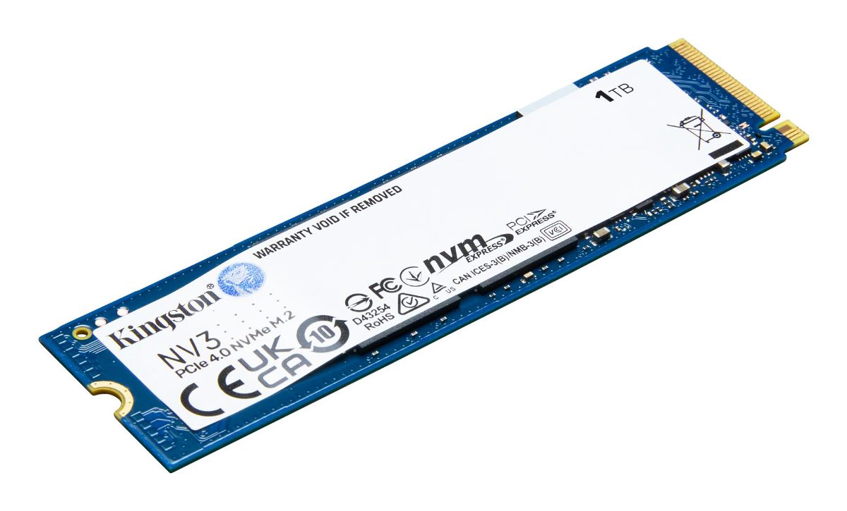 Kingston SSD, NV3, 1000 GB, SSD form factor M.2 2280, Solid-state drive interface PCIe NVMe Gen 4.0 (x4), Read speed 6000 MB/s, Write speed 4000 MB/s