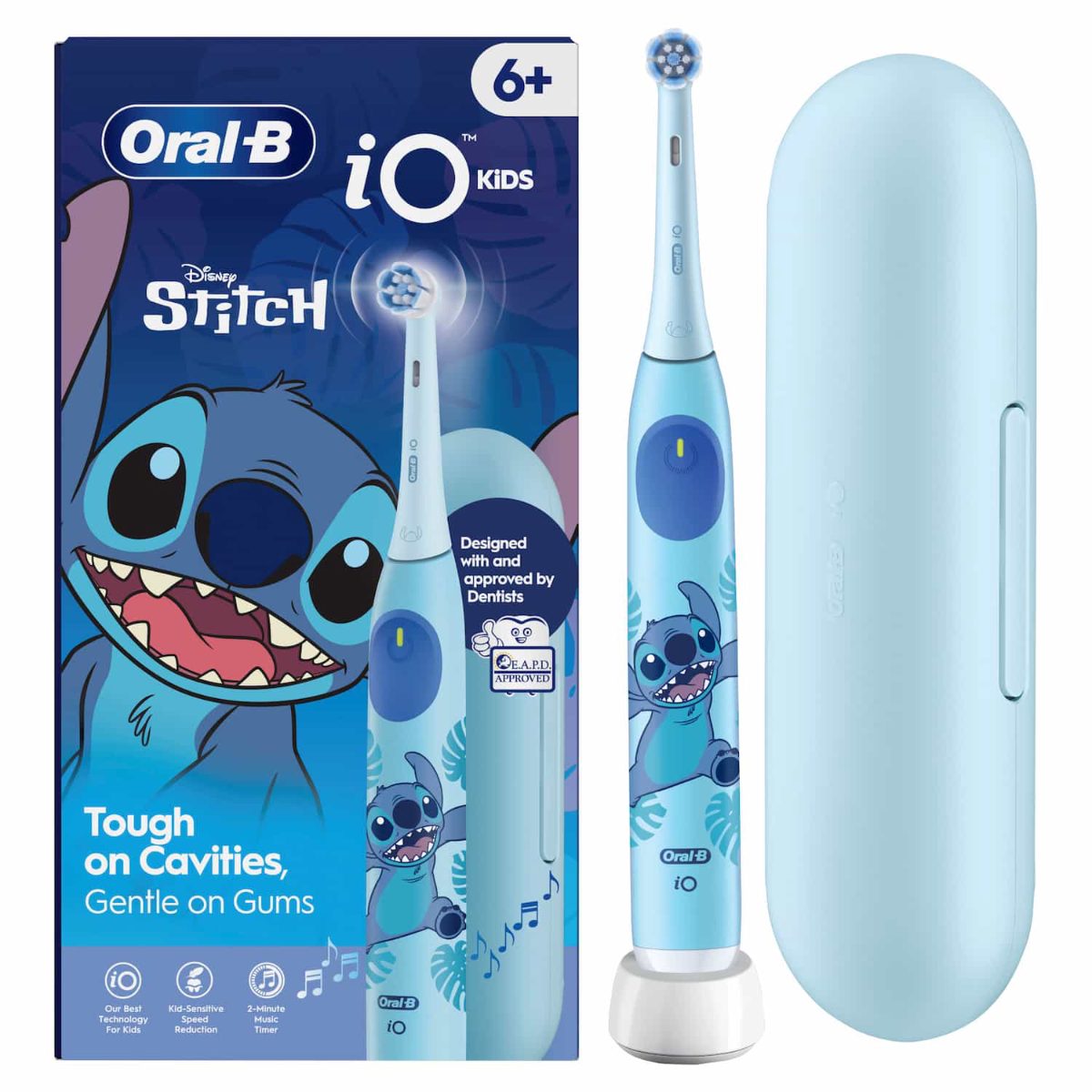 Oral-B Electric Toothbrush with Travel Case, 6Y+, iO Kids Disney Stitch, Rechargeable, For kids, Number of brush heads included 1, Number of teeth brushing modes 3