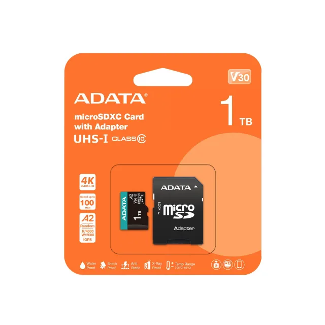 MEMORY MICRO SDXC 1TB W/AD./AUSDX1TUI3V30SA2-RA1 ADATA