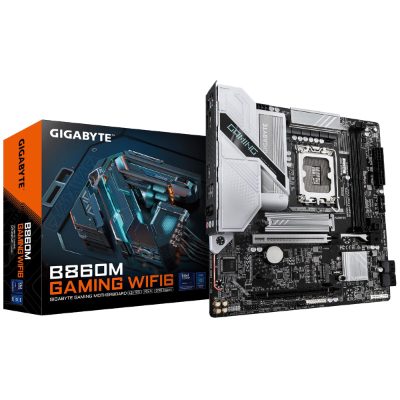 Gigabyte B860M GAMING WIFI6, Processor family Intel, Processor socket LGA1851, DDR5, Supported hard disk drive interfaces M.2, SATA, Number of SATA connectors 4
