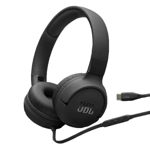 JBL Tune on-ear austiņas ar USB, melnas