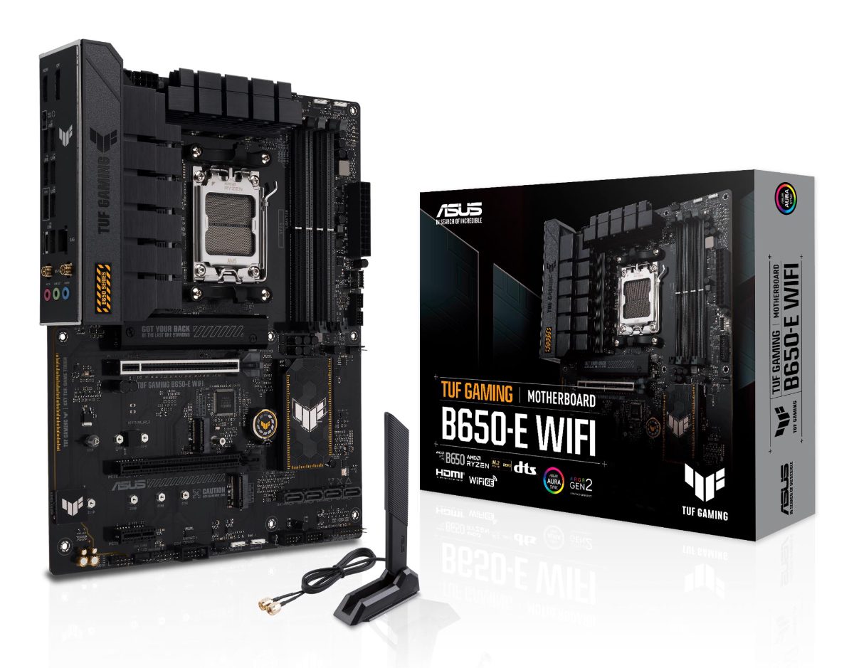 Mainboard, ASUS, AMD B650, SAM5, ATX, Memory DDR5, Memory slots 4, 1xPCI-Express 3.0 1x, 2xPCI-Express 3.0 16x, 1xPCI-Express 4.0 16x, 3xM.2, 1xHDMI, 1xDisplayPort, 3xUSB 2.0, 4xUSB 3.2, 1xUSB-C, 1xRJ45, 5xAudio port, TUFGAMINGB650-EWIFI