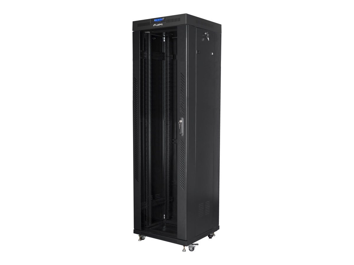 Rack cabinet 19" free-standing 42U/600x600 (flat pack) with glass door lCD V2, FF01-6642-12BL, Black