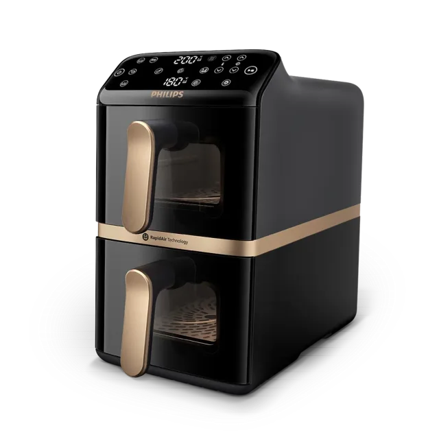 Philips Dual Basket Airfryer | NA462/70 4000 Series | Power 2750 W | Capacity 10 L | Rapid Air technology | Black